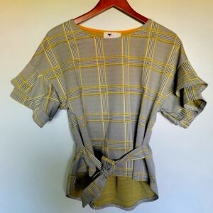 Plaid top - Yellow & Grey